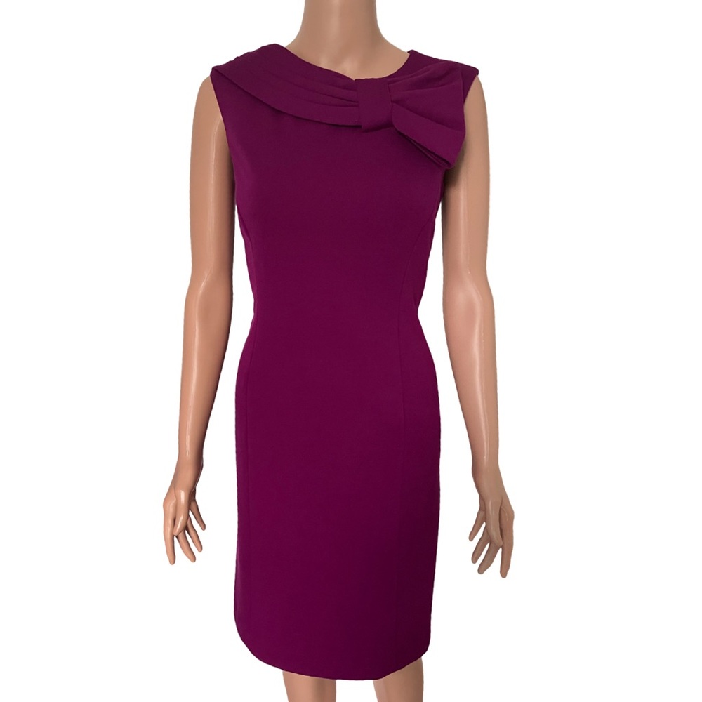 TAHARI purple/eggplant sleeveless dress.